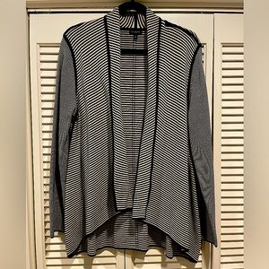 Talbots black and cream striped cardigan.